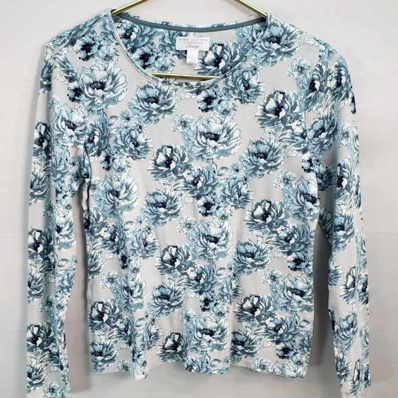 CHARTER CLUB LONG SLEEVE FLORAL PRINT SHIRT SMALL - Picture 1 of 5